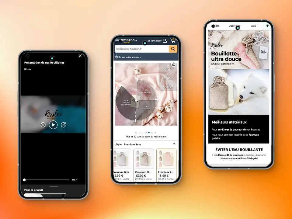Boutique Amazon de Rissler sur trois téléphones portables